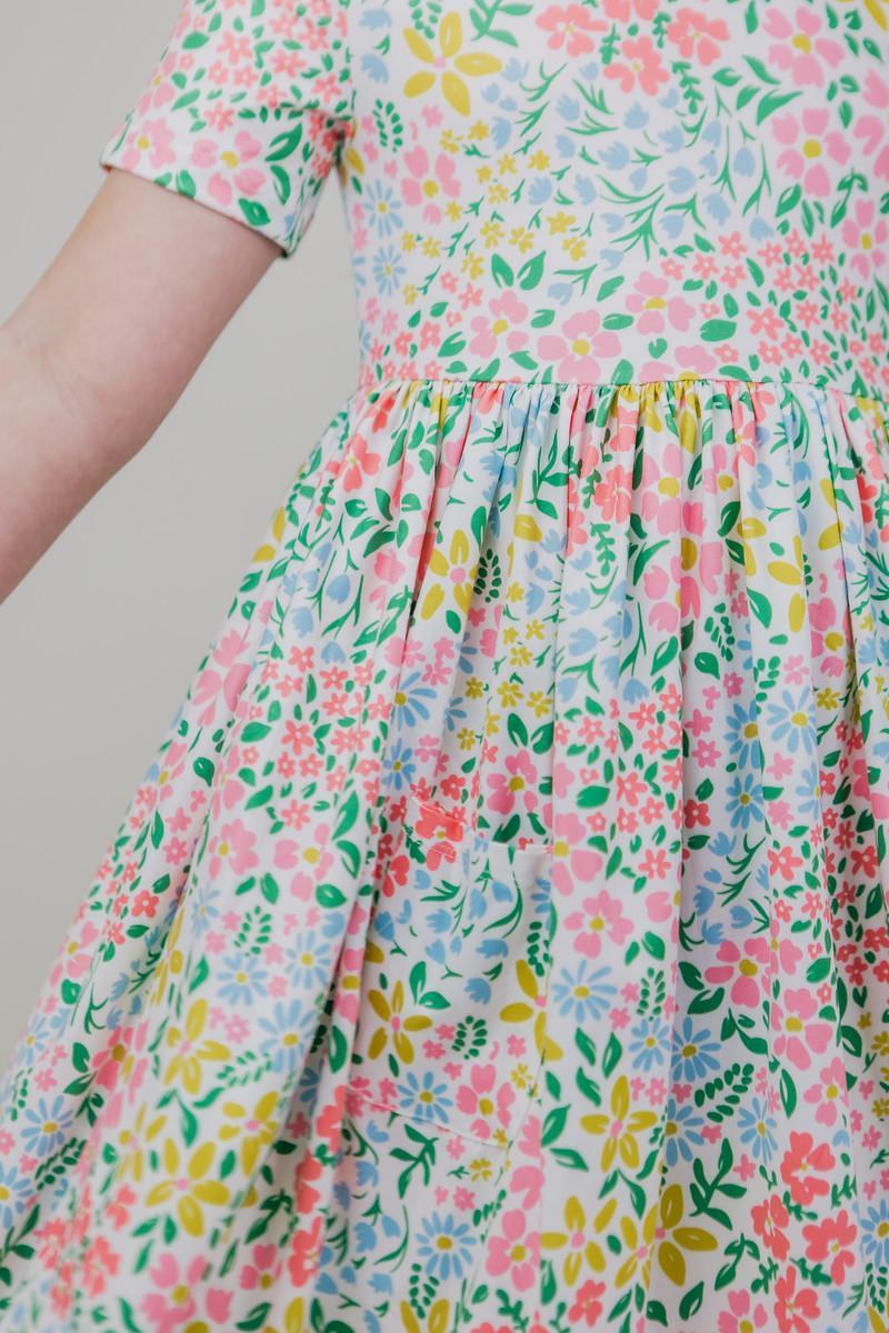 Polyester Spandex Twirl Dress - Daffodils Print by Mila & Rose ® (view 2 of 5)
