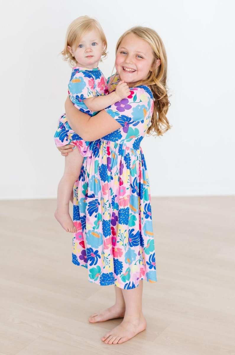 Mila & Rose ® Dahlia Dreams SS Twirl Baby Bodysuit Snap Closure Polyester - Everetts Place Boutique - 