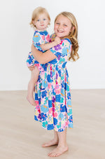 Dahlia Dreams Short Sleeve Pocket Twirl Dress For Girls Mila & Rose ® Everetts Place: Online Boutique