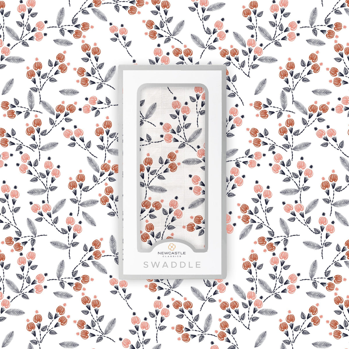 Soft Newcastle Classics Dahlia floral bamboo swaddle.