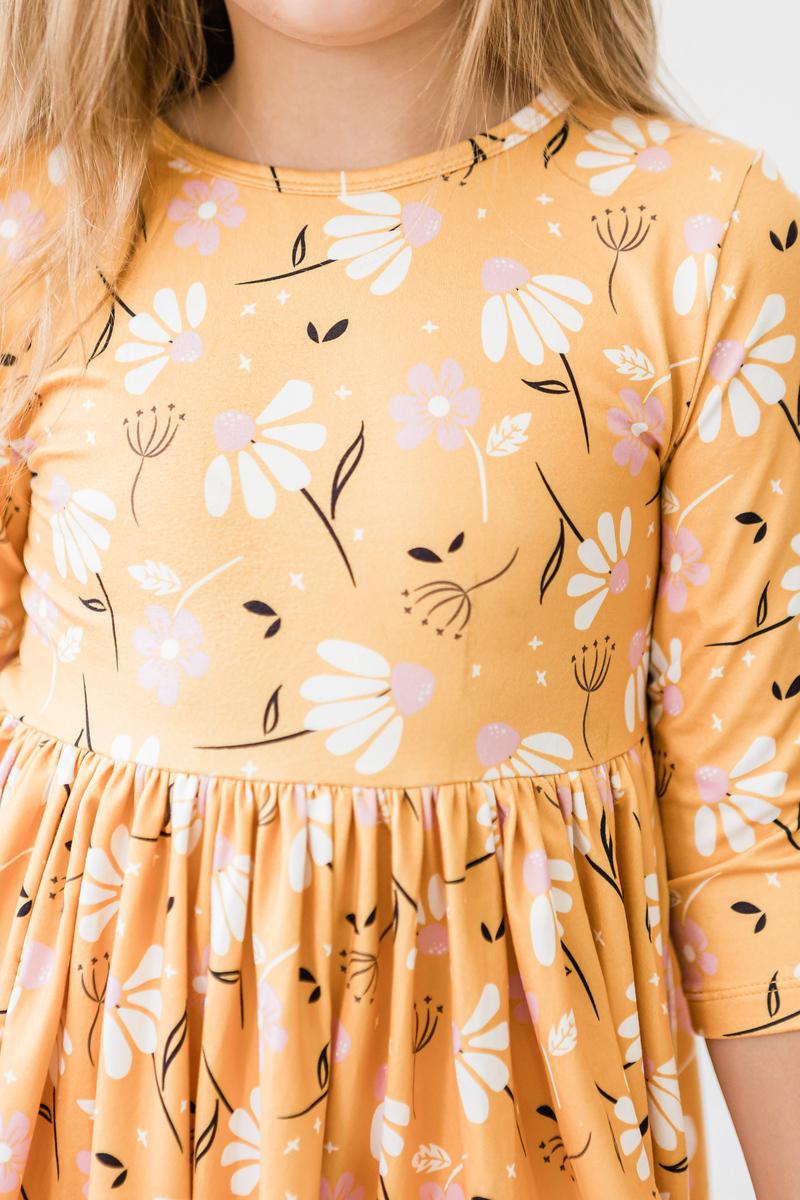 3/4 Sleeve Pocket Twirl Dress - Dandelions in Fall by Mila & Rose ® (view 2 of 7)