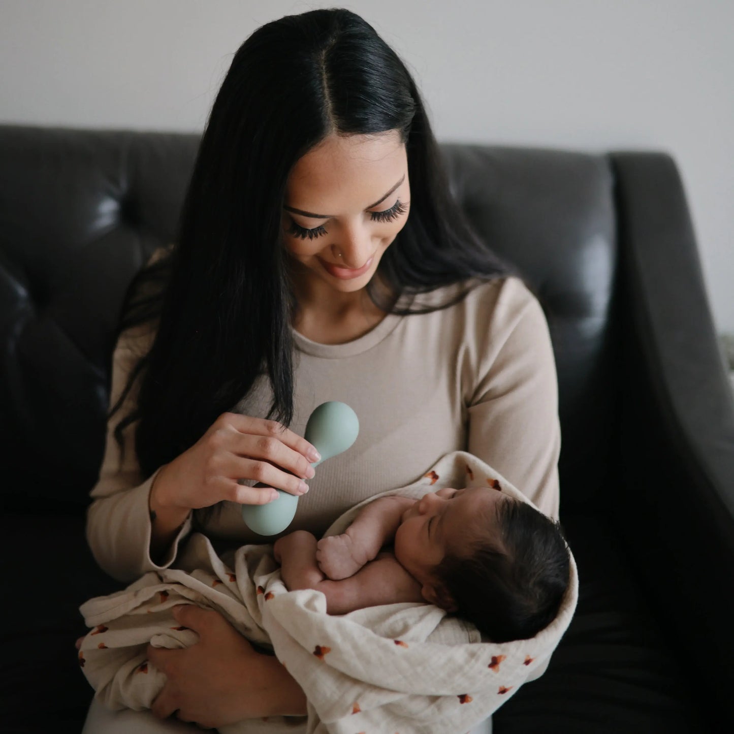Silicone Baby Rattle Toy for Infants Gentle Sensory Experience Easy to Hold Design Mushie