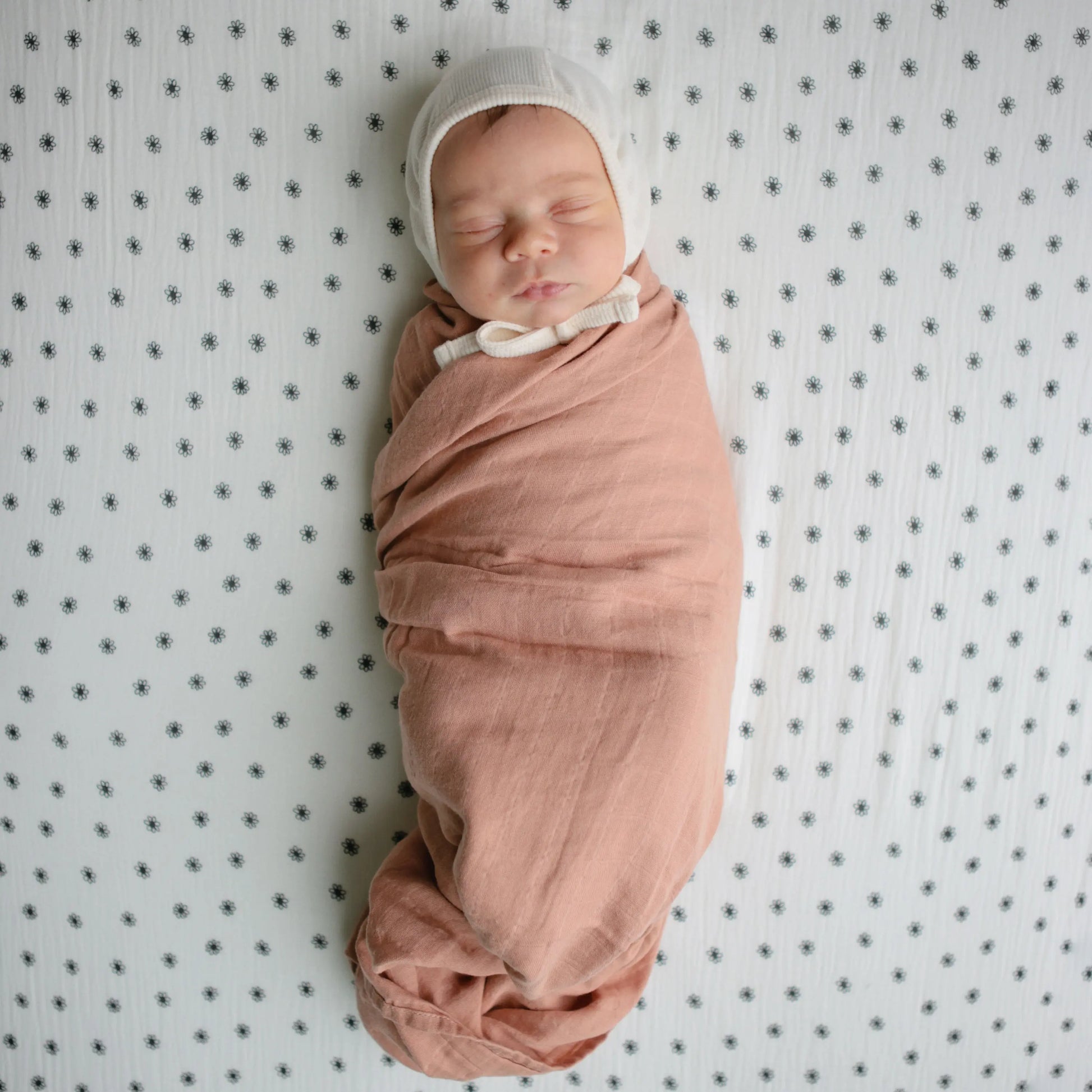 Organic Cotton Muslin Swaddle Blanket for Baby Cuddling and Nursing Mushie
