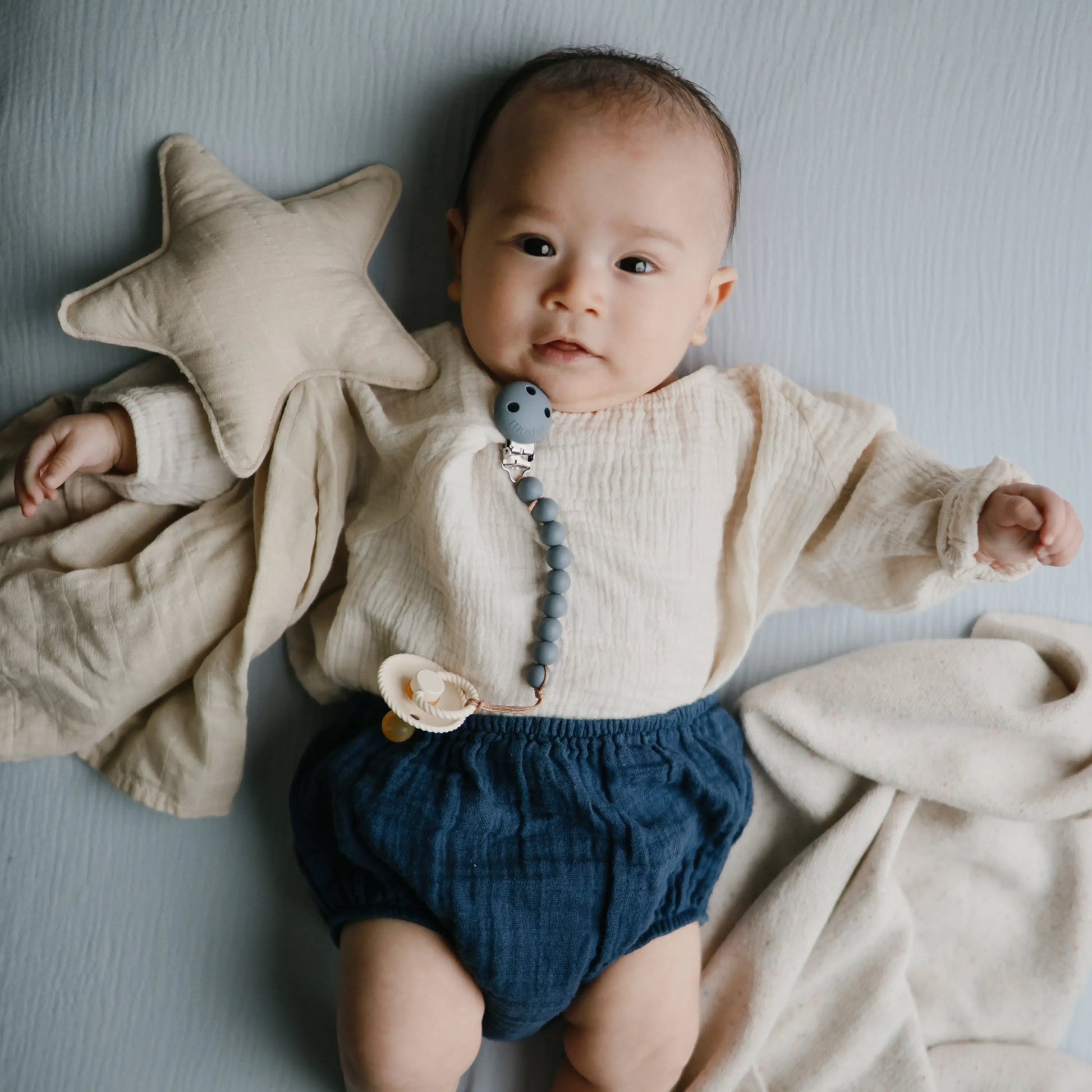 Mini Muslin Crib Sheet 100 Percent Cotton Extra Soft Breathable Fabric Full Elastic Edges Pre-Washed For Softness Mushie