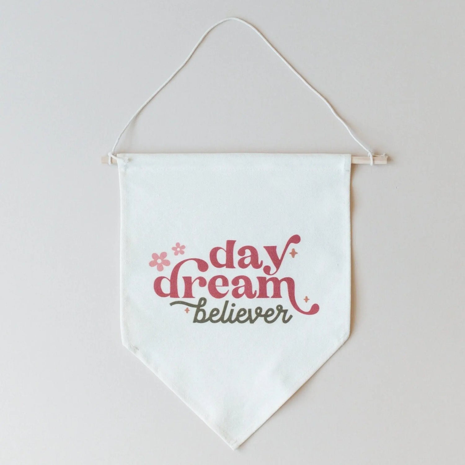 Little Joy Co. Daydream Believer Canvas Pennant Natural Wooden Dowel -
