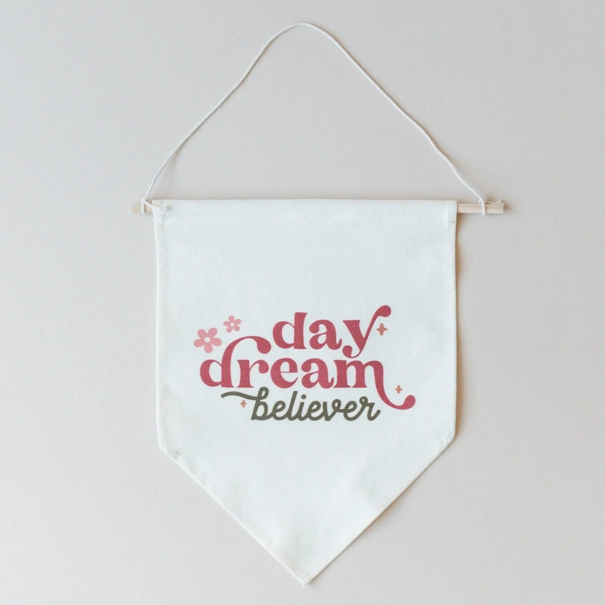 Little Joy Co. Daydream Believer Canvas Pennant Natural Wooden Dowel -