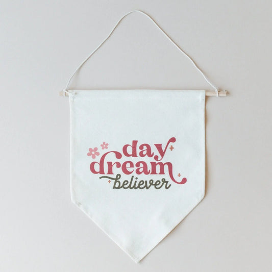 Little Joy Co. Daydream Believer Canvas Pennant Natural Wooden Dowel -