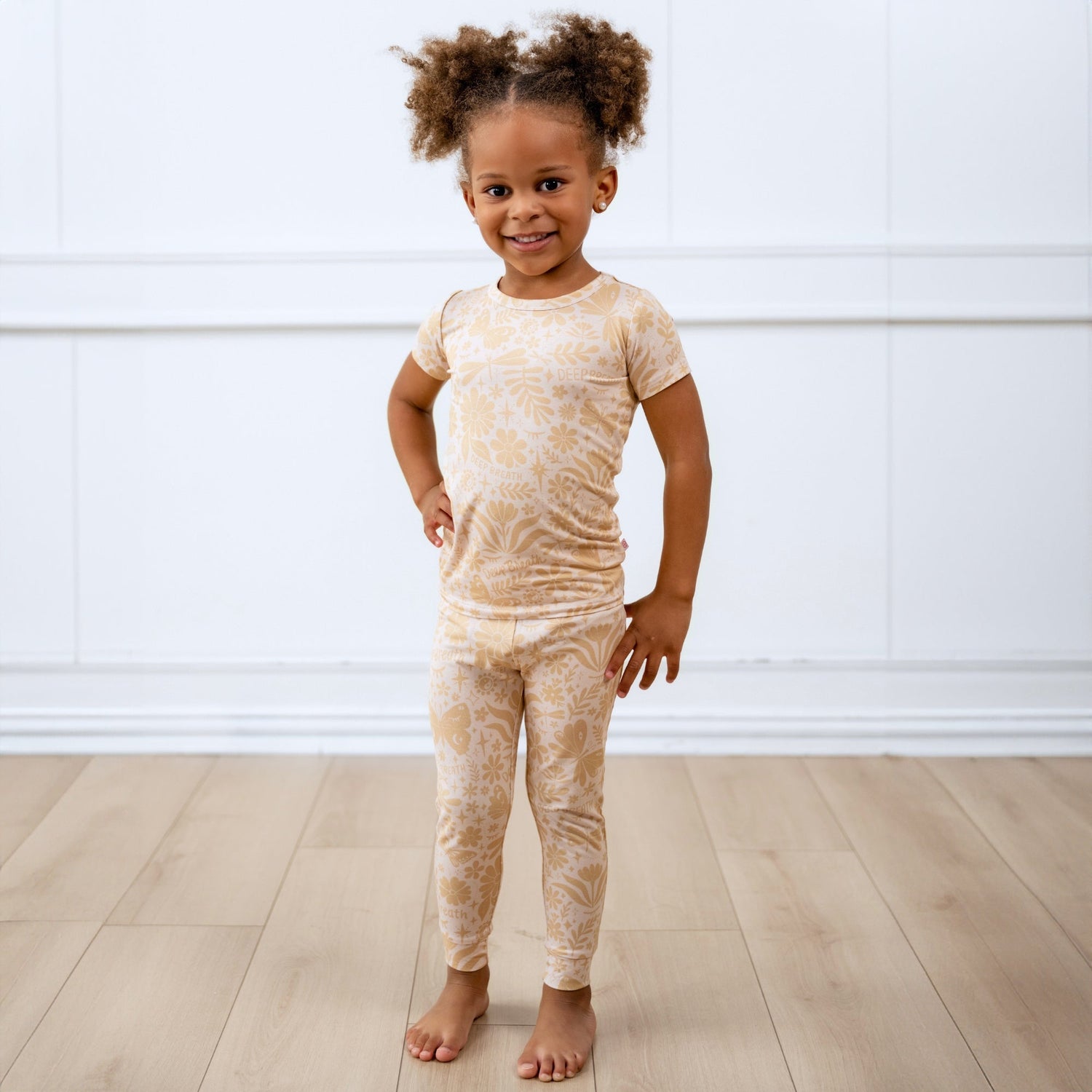 The Second-Skin 2-Piece Short Sleeve Pajama | Om Baby (Beige) by Raising Mama at Everetts Place