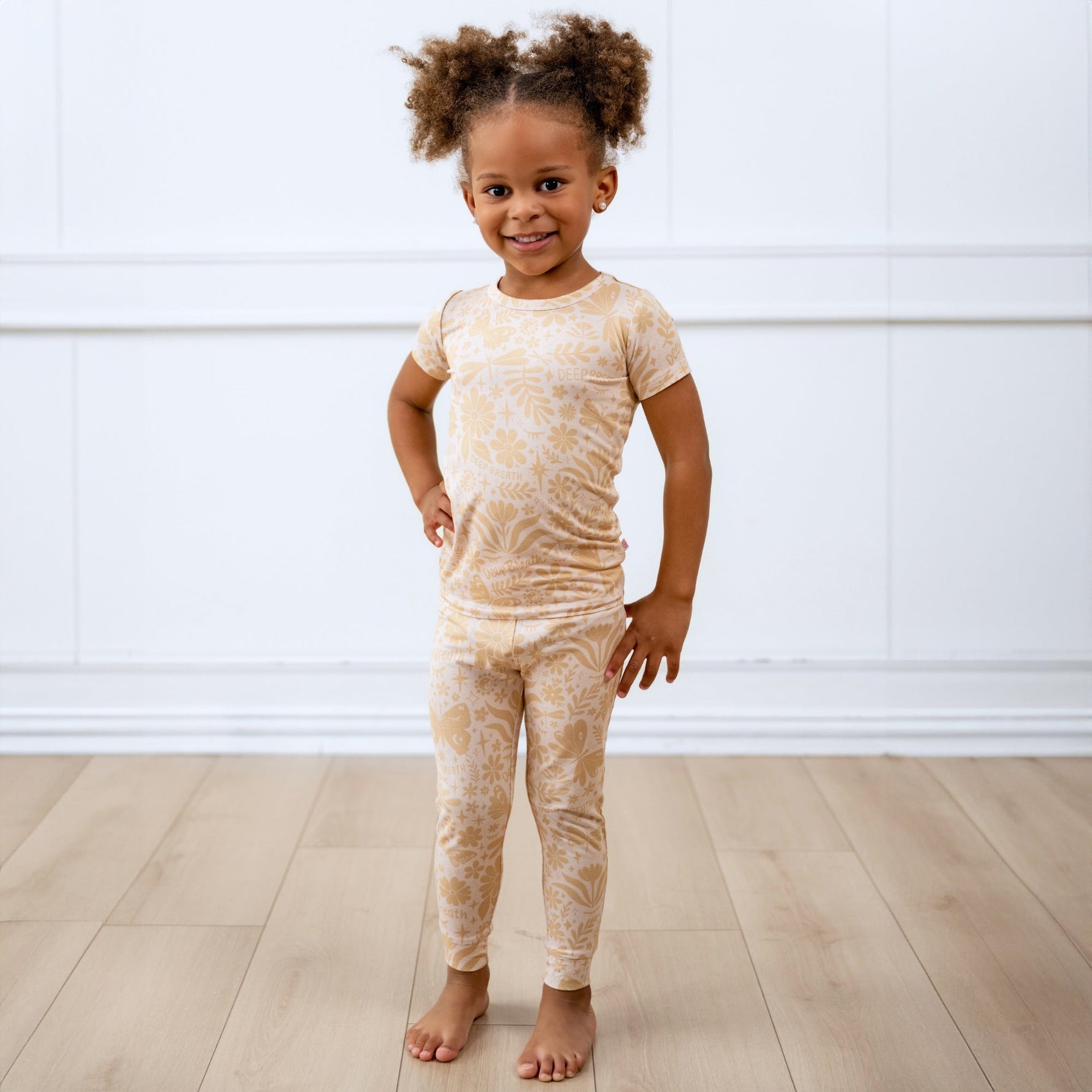 The Second-Skin 2-Piece Short Sleeve Pajama | Om Baby (Beige) by Raising Mama at Everetts Place