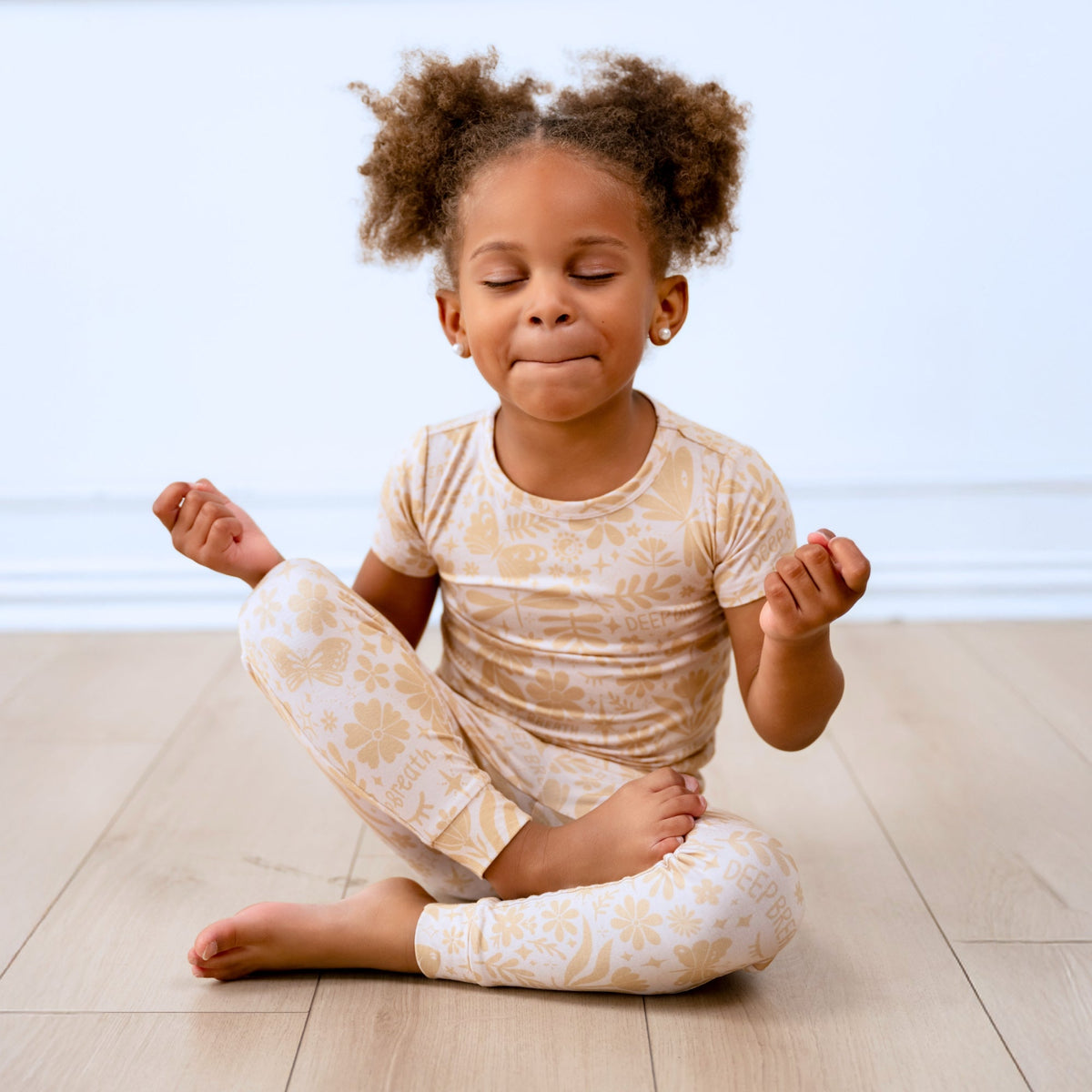The Second-Skin 2-Piece Short Sleeve Pajama | Om Baby (Beige) by Raising Mama at Everetts Place