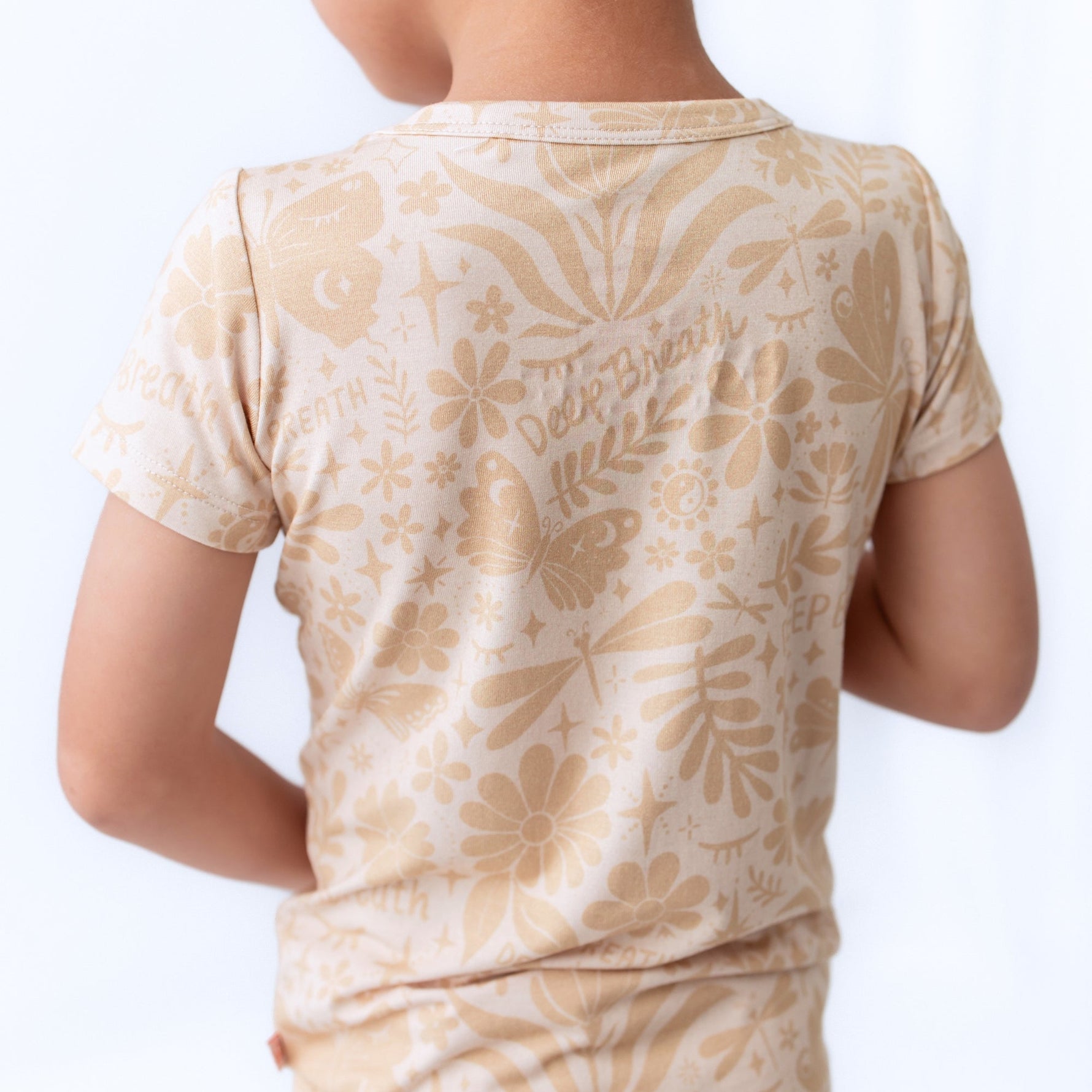 The Second-Skin 2-Piece Short Sleeve Pajama | Om Baby (Beige) by Raising Mama at Everetts Place