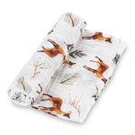 Organic Cotton Muslin Swaddle Blanket - Deer Print by LollyBanks