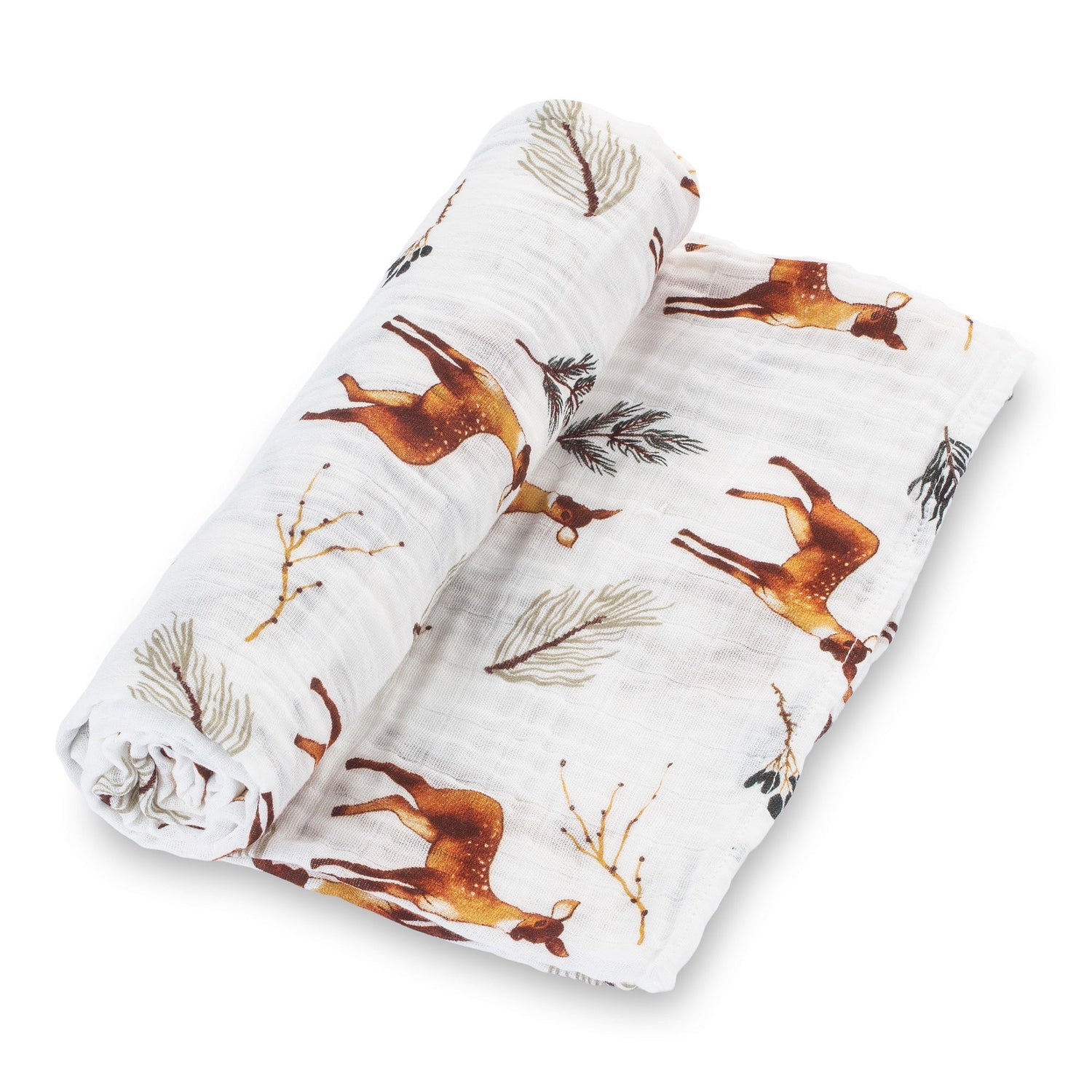 Organic Cotton Muslin Swaddle Blanket - Deer Print by LollyBanks (view 1 of 9)