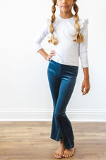Mila & Rose ® Denim Blue Velvet Bells For Girls Mila And Rose Collection - Apparel & Accessories > Clothing > Pants Velvet Bells
