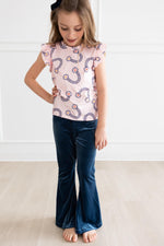 Soft Velvet Leggings - Denim Blue Flared by Mila & Rose ® (view 4 of 8)
