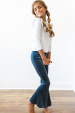 Soft Velvet Leggings - Denim Blue Flared by Mila & Rose ® (view 7 of 8)
