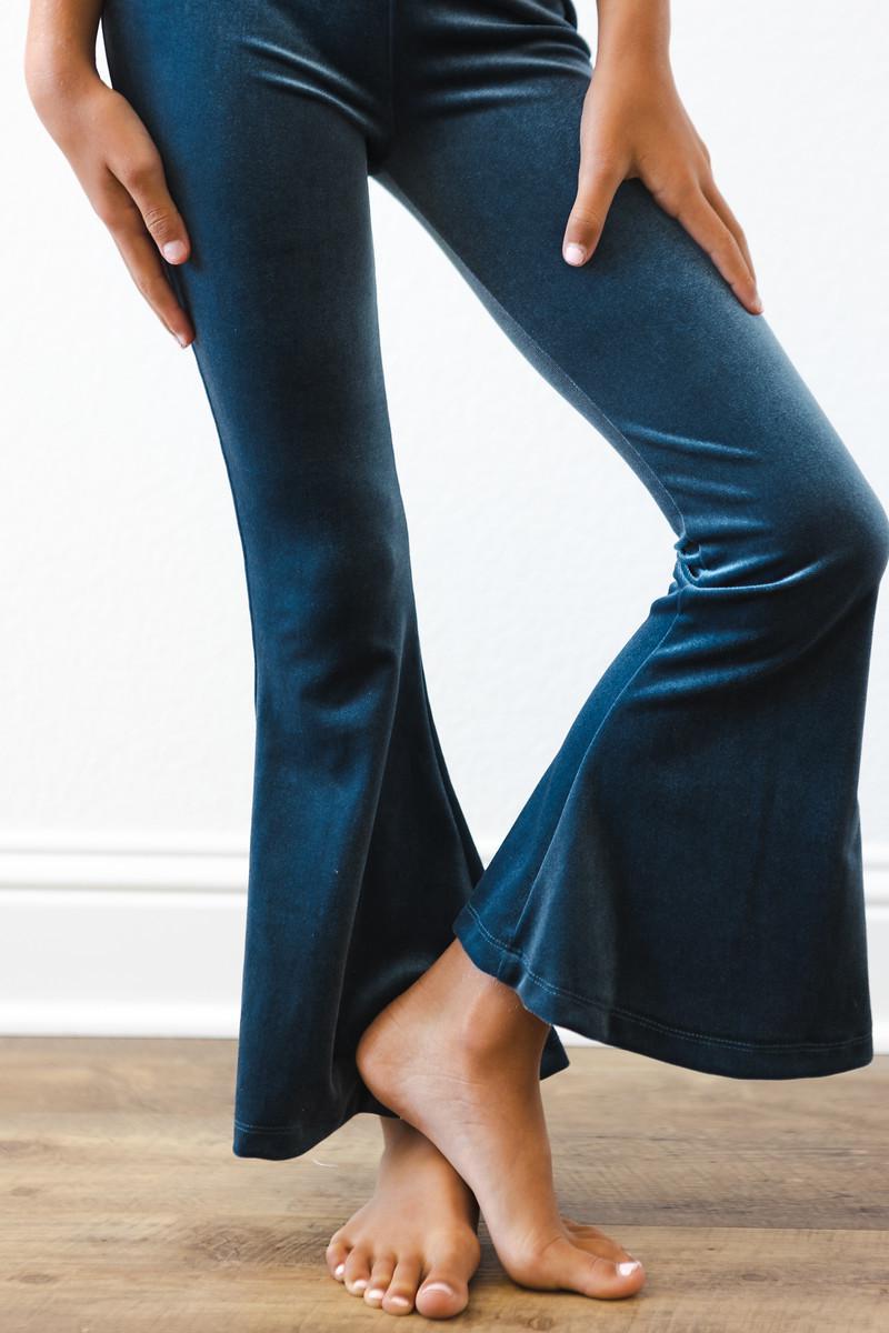 Soft Velvet Leggings - Denim Blue Flared by Mila & Rose ® (view 1 of 8)