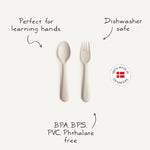 Mushie Dinnerware Fork and Spoon Set for Kids BPA Free Plastic Flatware Dishwasher Safe Made in Denmark - Home & Garden > Kitchen & Dining > Tableware > Flatware > Flatware Sets Dinnerware