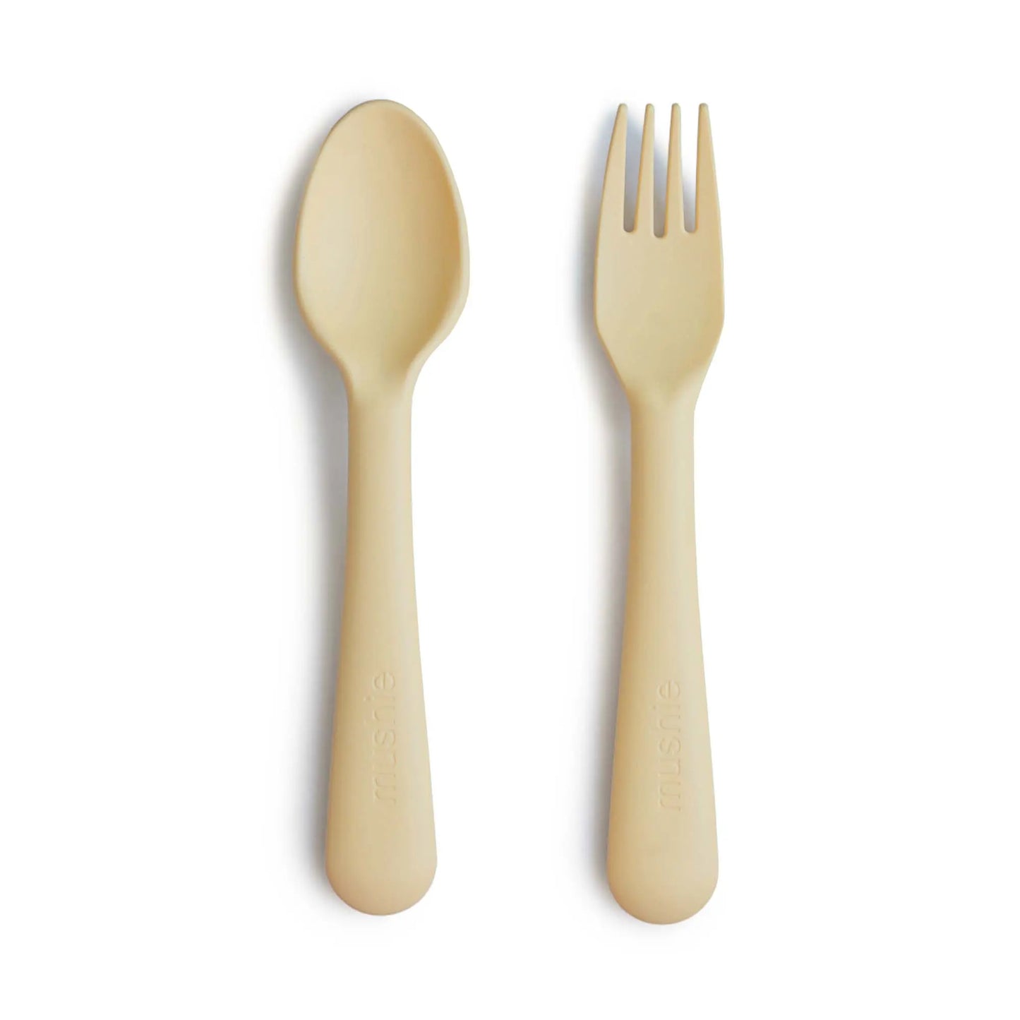 Dinnerware Fork and Spoon Set for Kids BPA Free Plastic Flatware Dishwasher Safe Made in Denmark Mushie Everetts Place: Online Boutique 7.99