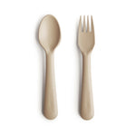 Mushie Dinnerware Fork and Spoon Set for Kids BPA Free Plastic Flatware Dishwasher Safe Made in Denmark - Home & Garden > Kitchen & Dining > Tableware > Flatware > Flatware Sets Dinnerware