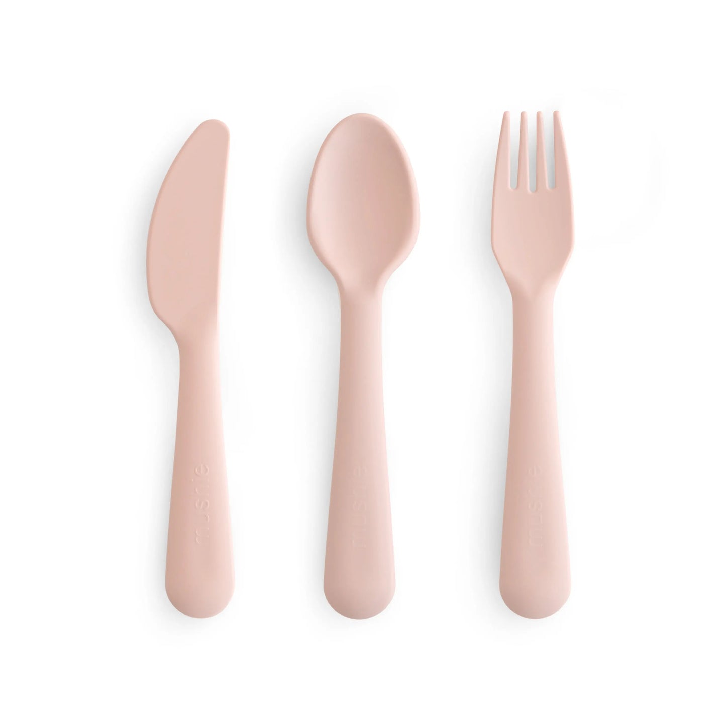 Kids Dinnerware Cutlery Set BPA Free Plastic Fork Spoon Knife Dishwasher Safe Made in Denmark Mushie