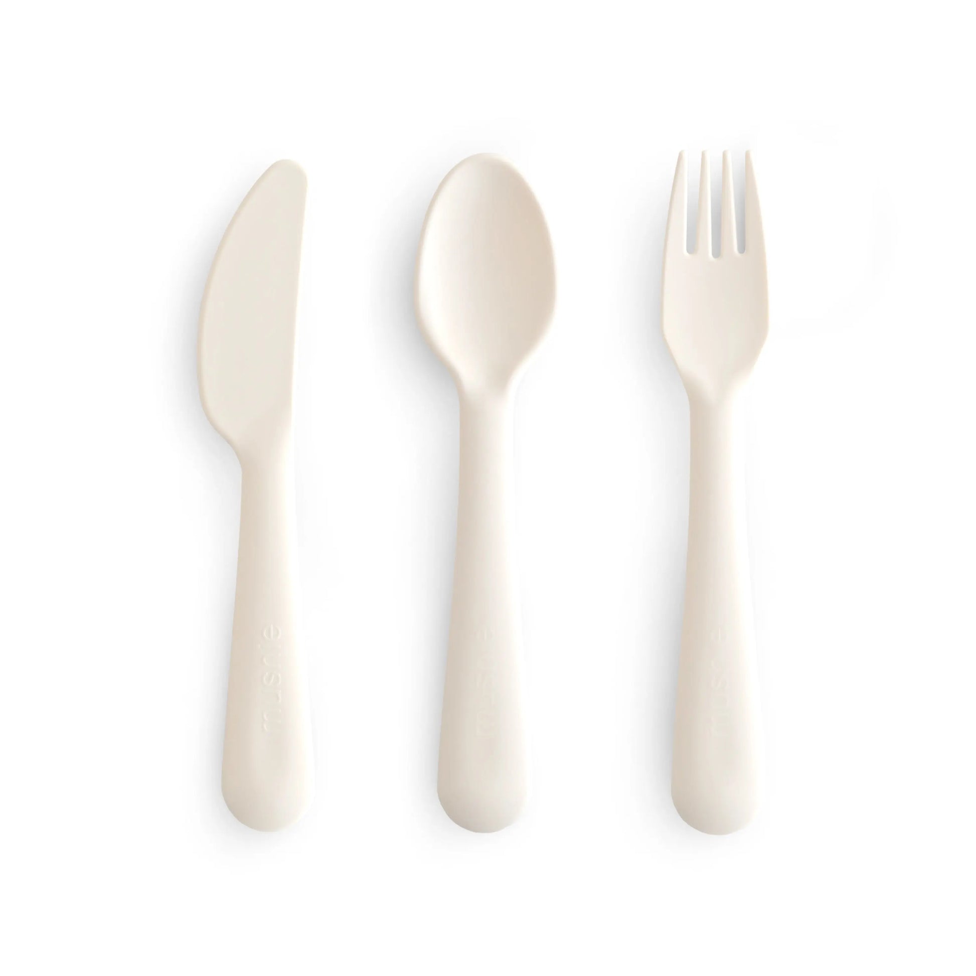 Kids Dinnerware Cutlery Set BPA Free Plastic Fork Spoon Knife Dishwasher Safe Made in Denmark Mushie