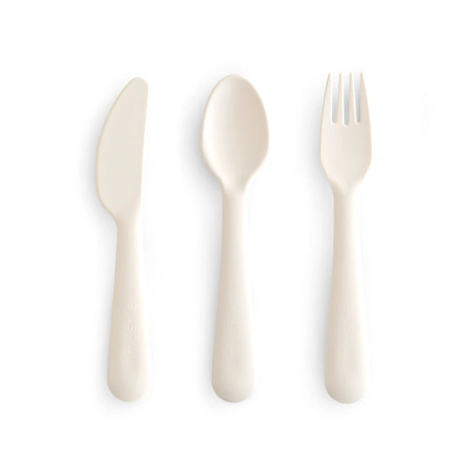 Kids Dinnerware Cutlery Set BPA Free Plastic Fork Spoon Knife Dishwasher Safe Made in Denmark Mushie