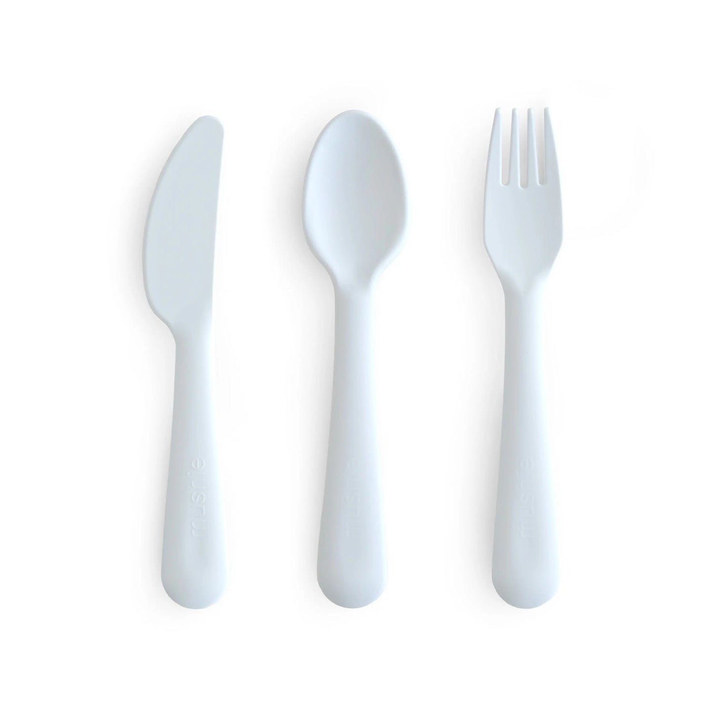 Kids Dinnerware Cutlery Set BPA Free Plastic Fork Spoon Knife Dishwasher Safe Made in Denmark Mushie