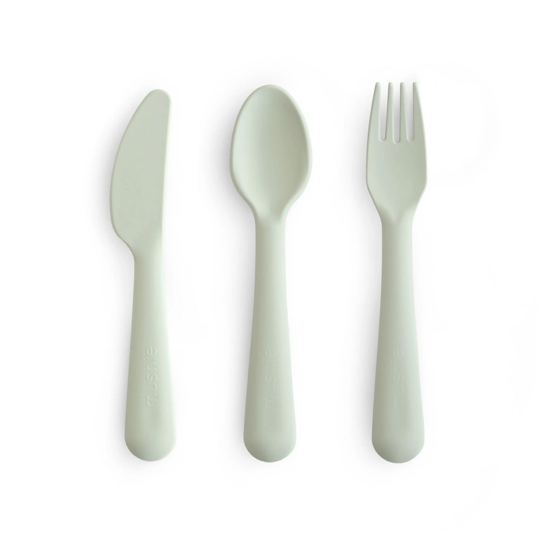 Mushie Kids Dinnerware Cutlery Set BPA Free Plastic Fork Spoon Knife Dishwasher Safe Made in Denmark - Baby & Toddler > Nursing & Feeding > Baby & Toddler Food Dinnerware