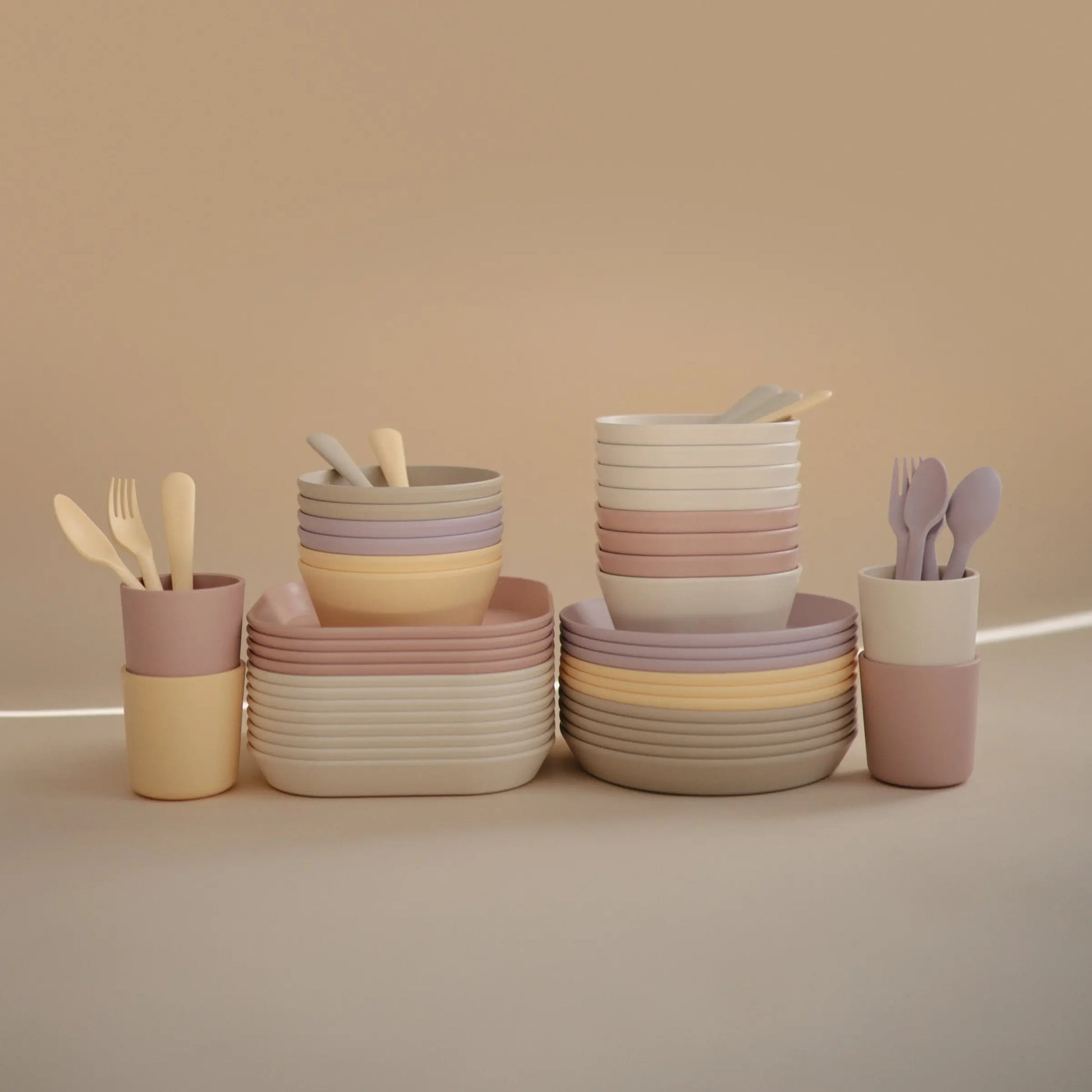 Square Dinnerware Bowls for Babies BPA Free Microwave and Dishwasher Safe Soft Colored Design Mushie