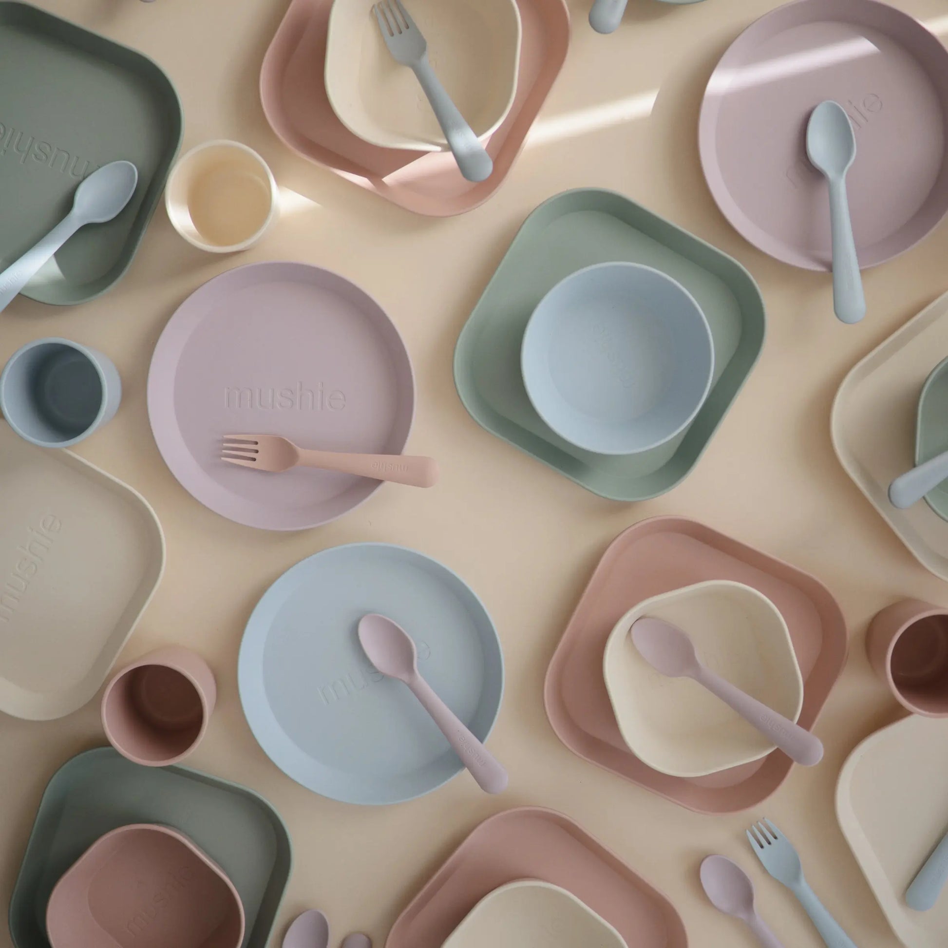 Square Dinnerware Plates for Babies BPA-Free Plastic Microwave and Dishwasher Safe Made in Denmark Mushie
