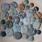 Mushie organic baby square dinnerware bowls for feeding.