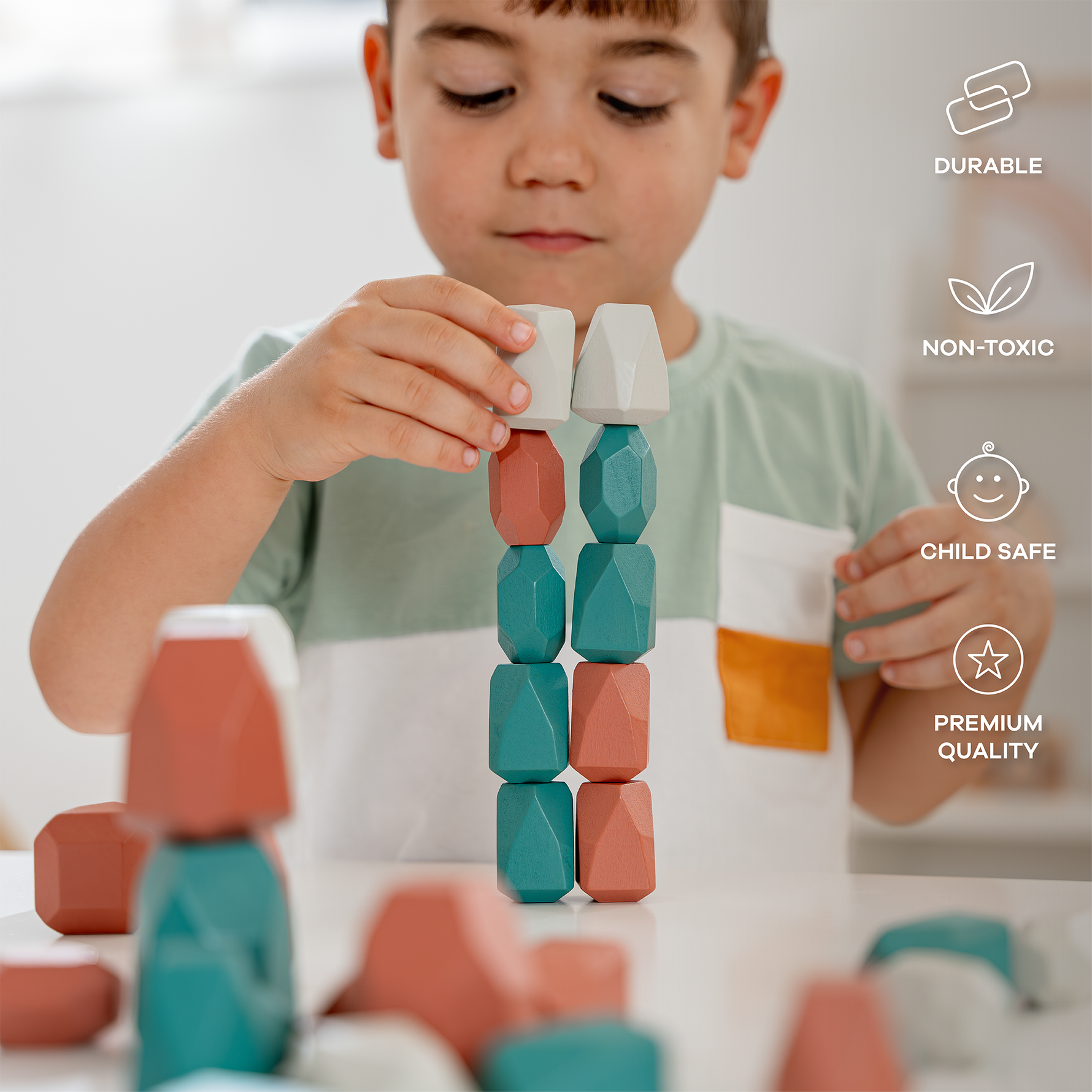 Dino Pack Wooden Stacking Blocks For Toddlers Montessori Toy Comfy Cubs Everetts Place: Online Boutique