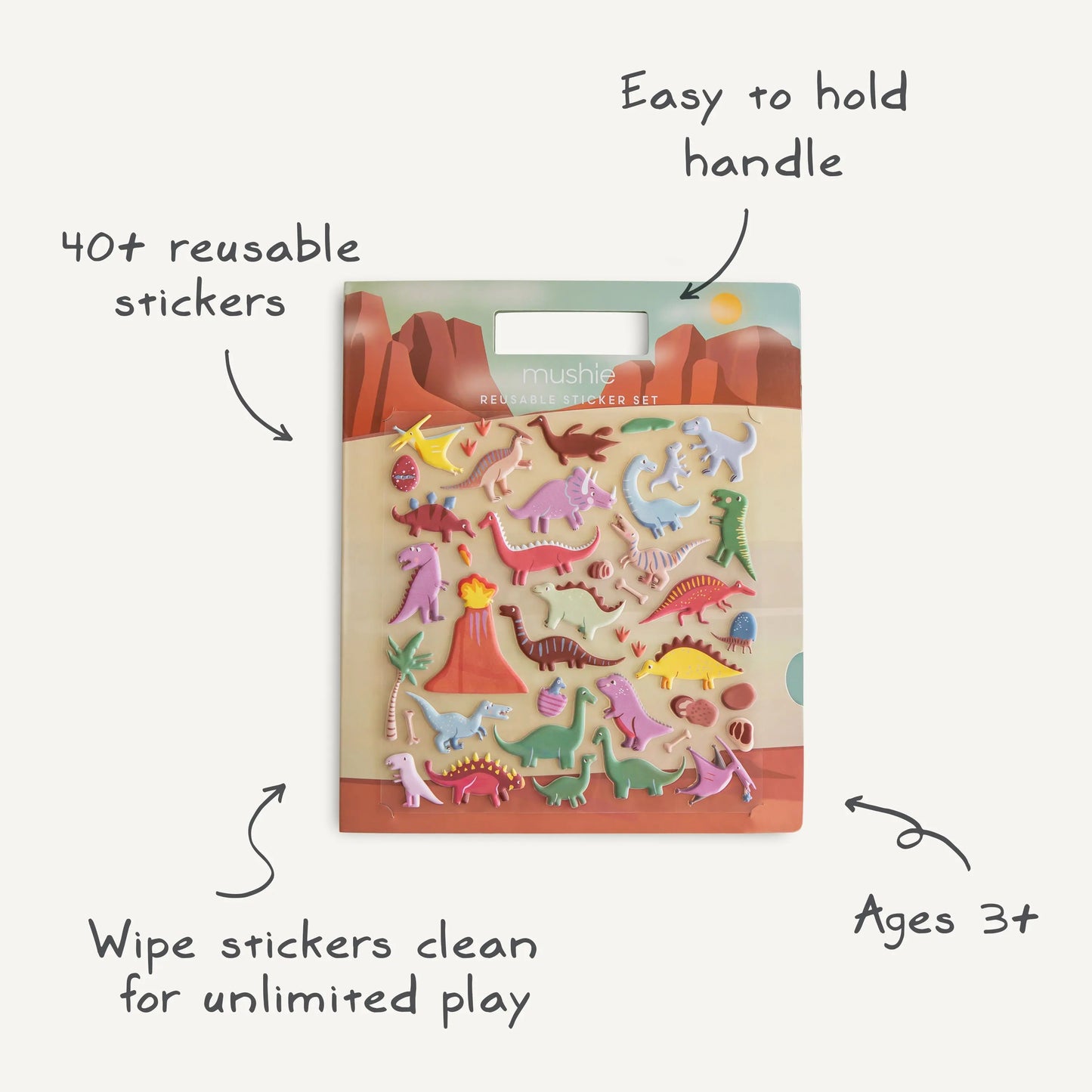 Reusable Dino Sticker Set for Imaginative Play and Storytelling Mushie