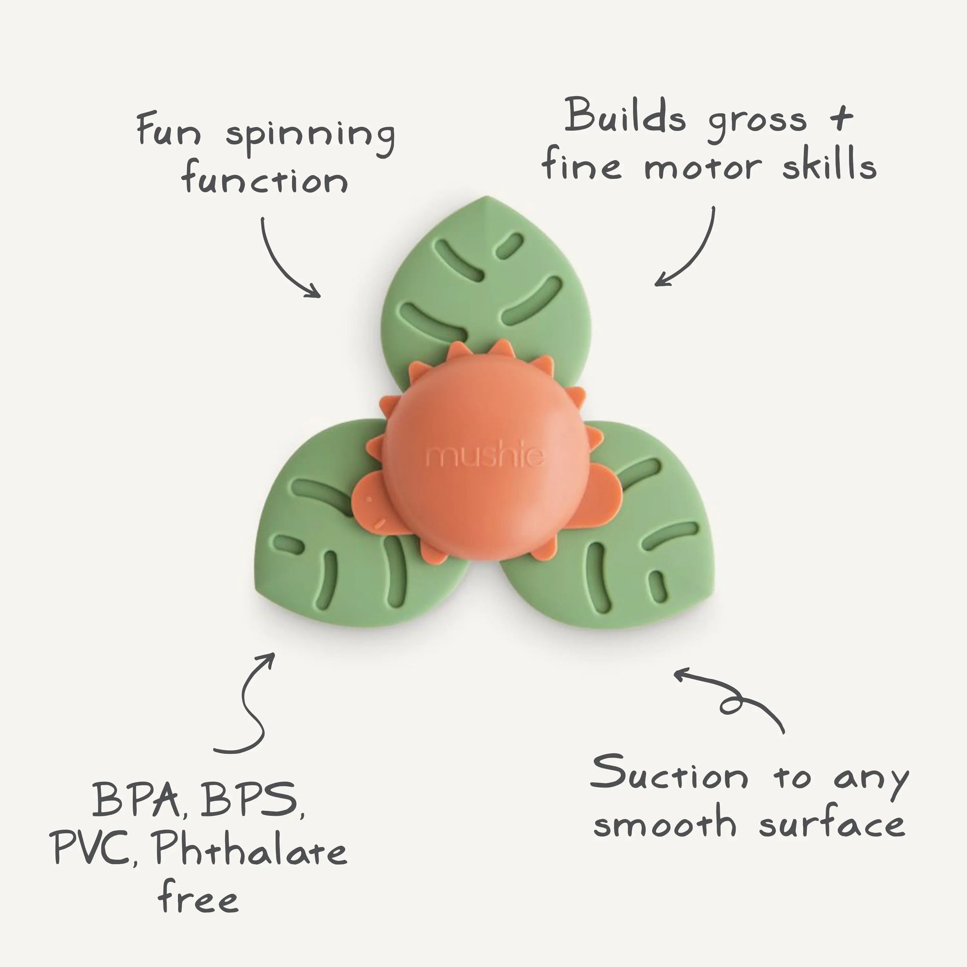 Dino Suction Spinner Toy for Kids with 100 Percent Food Grade Silicone Leaves Mushie Everetts Place: Online Boutique