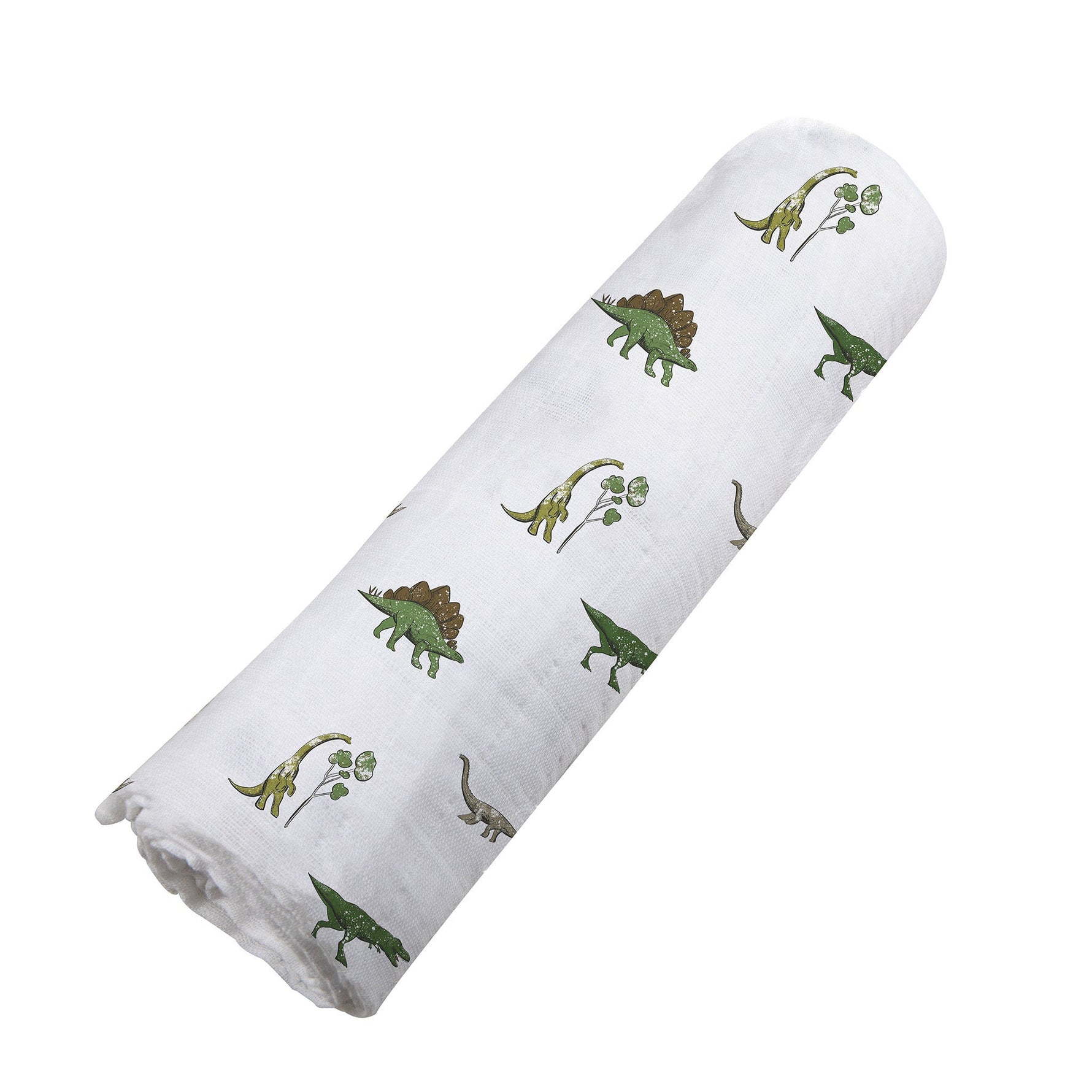 Newcastle Classics Dino Days cotton muslin baby swaddle, dinosaur print.