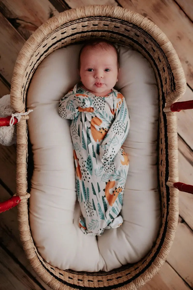 Three Little Tots Dinosaur Themed Newborn Knotted Gown - 