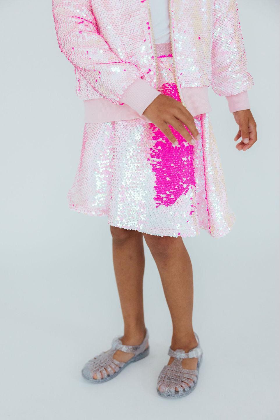Diva Pink Flip Sequin Twirl Skort For Girls Mila Rose Mila & Rose ® Everetts Place: Online Boutique