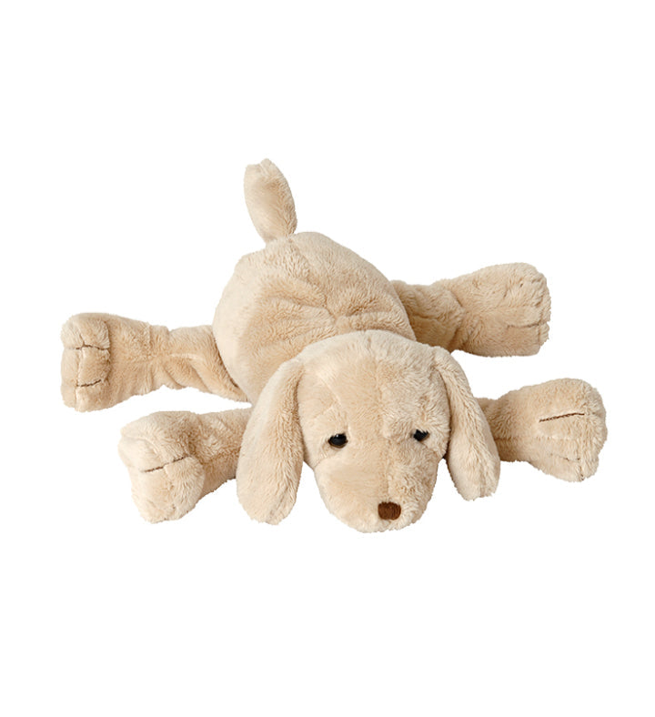 Beige plush dog stuffed toy with soft floppy ears sitting upright