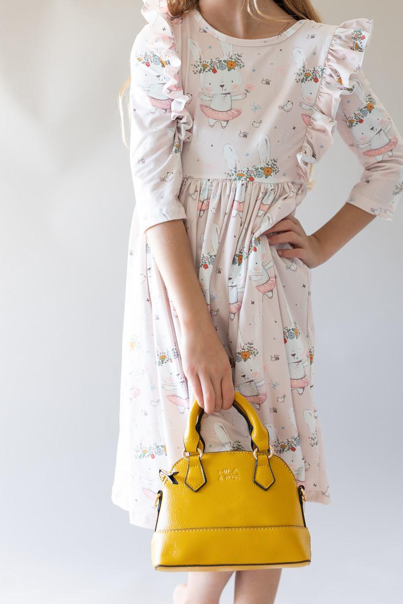 Mila & Rose ® Dont Worry Be Hoppy Ruffle Twirl Dress For Kids Playtime - Everetts Place Boutique - 