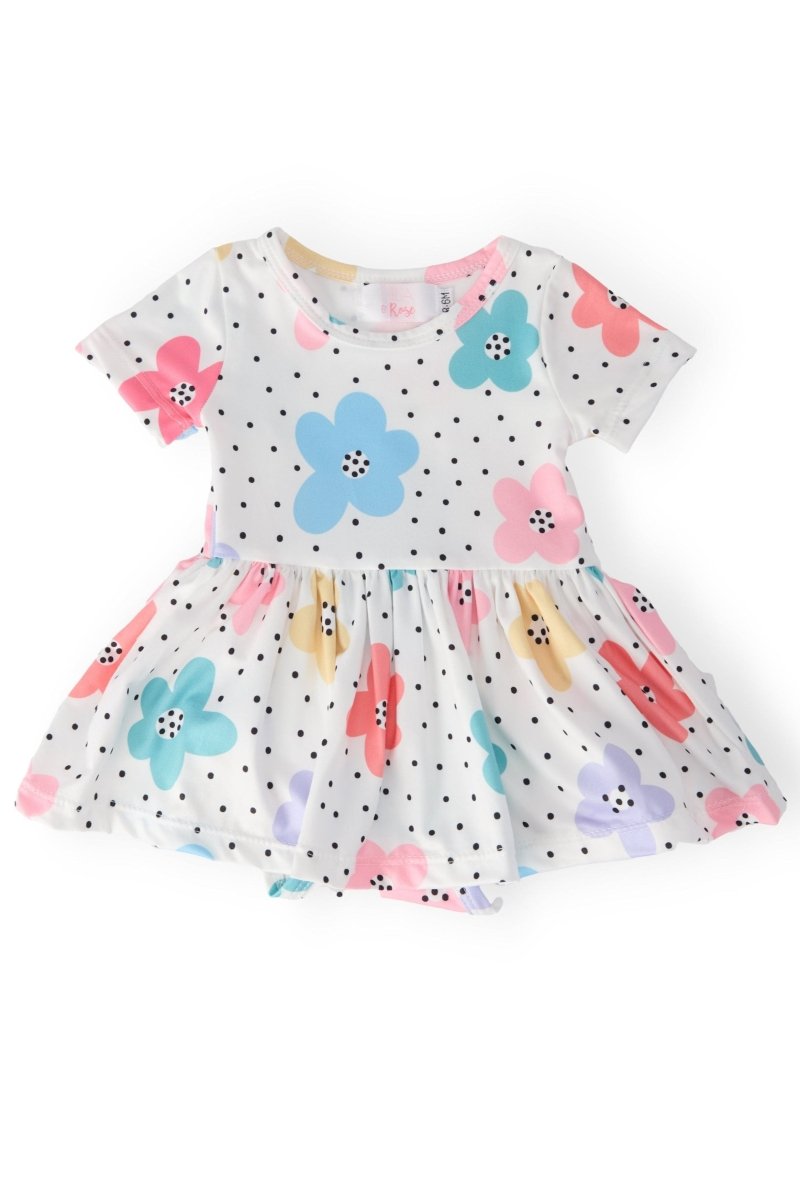 Mila & Rose ® Dots and Daisies Short Sleeve Twirl Bodysuit for Baby - Everetts Place Boutique - 