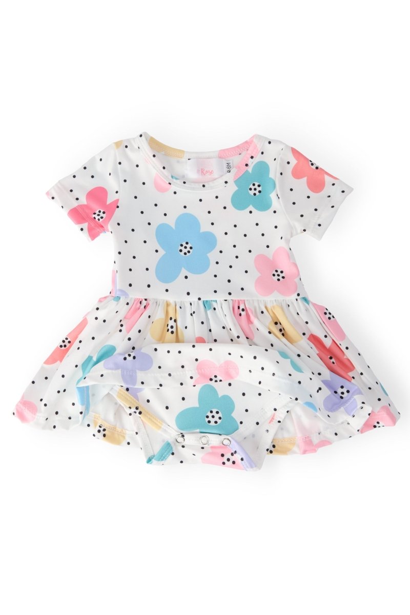 Mila & Rose ® Dots and Daisies Short Sleeve Twirl Bodysuit for Baby - Everetts Place Boutique - 