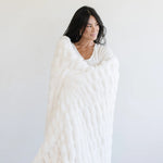 Double Ruched Faux Fur XL Throw Blanket by Saranoni Saranoni Everetts Place Boutique