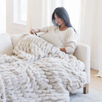 Double Ruched Faux Fur XL Throw Blanket by Saranoni Saranoni Everetts Place Boutique