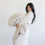 Double Ruched Faux Fur XL Throw Blanket by Saranoni Saranoni Everetts Place Boutique