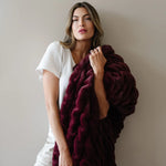 Double Ruched Faux Fur XL Throw Blanket by Saranoni Saranoni Everetts Place Boutique