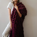 Double Ruched Faux Fur XL Throw Blanket by Saranoni Saranoni Everetts Place Boutique
