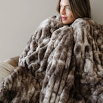Double Ruched Faux Fur XL Throw Blanket by Saranoni Saranoni Everetts Place Boutique