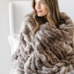 Double Ruched Faux Fur XL Throw Blanket by Saranoni Saranoni Everetts Place Boutique