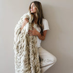 Double Ruched Faux Fur XL Throw Blanket by Saranoni Saranoni Everetts Place Boutique